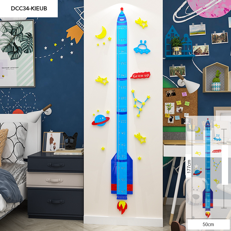 Tranh mica EPeBen dán tường nổi 3d Thước Đo Chiều Lớn mau như tên lửa decor trang trí Phòng ngủ cho bé, Lớp Học Mẫu giáo