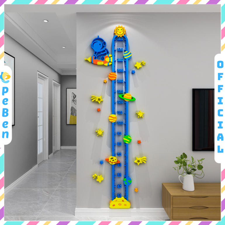 Tranh mica EPeBen dán tường nổi 3d Thước đo chiều cao phi hành gia decor trang trí Phòng ngủ cho bé, Lớp Học Mẫu giáo