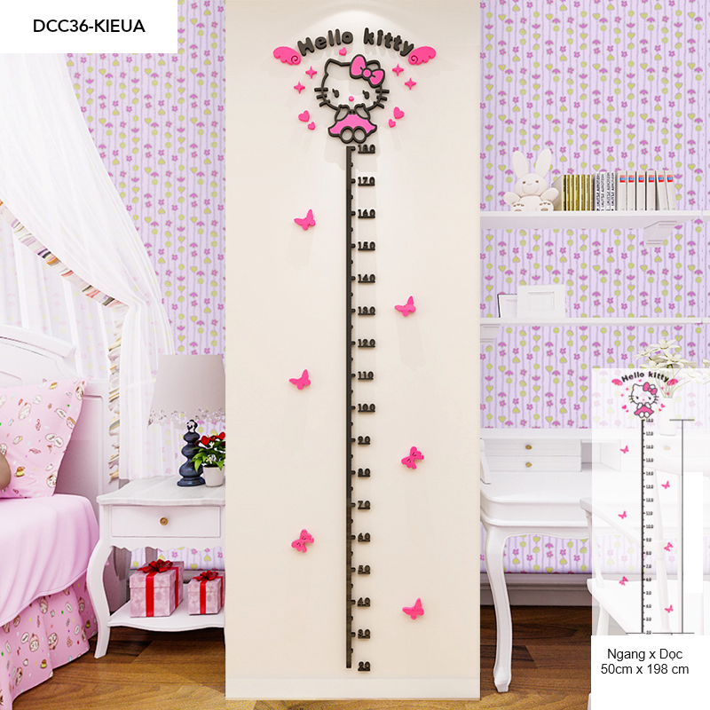Tranh mica EPeBen dán tường nổi 3d Thước Đo Chiều Cao Hello Kitty decor trang trí Phòng ngủ cho bé, Lớp Học Mẫu giáo