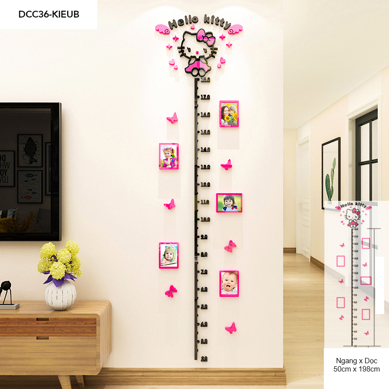 Tranh mica EPeBen dán tường nổi 3d Thước Đo Chiều Cao Hello Kitty decor trang trí Phòng ngủ cho bé, Lớp Học Mẫu giáo