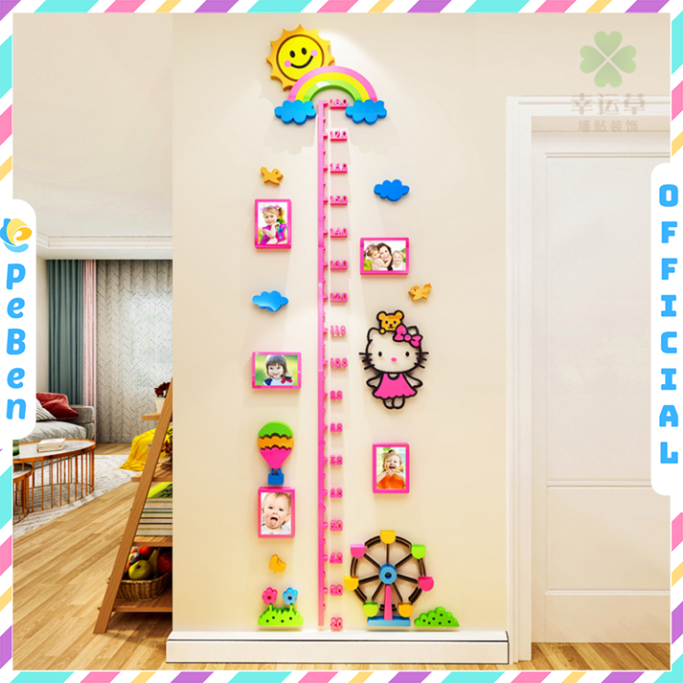 Tranh mica EPeBen dán tường nổi 3d Thước Đo Chiều Cao Hello Kitty decor trang trí Phòng ngủ cho bé, Lớp Học Mẫu giáo