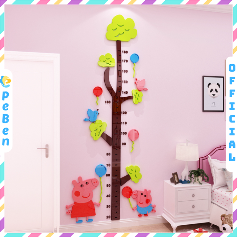 Tranh mica EPeBen dán tường nổi 3d hình Vươn cao cùng Peppa decor trang trí Phòng cho bé, Phòng khách, Mẫu giáo