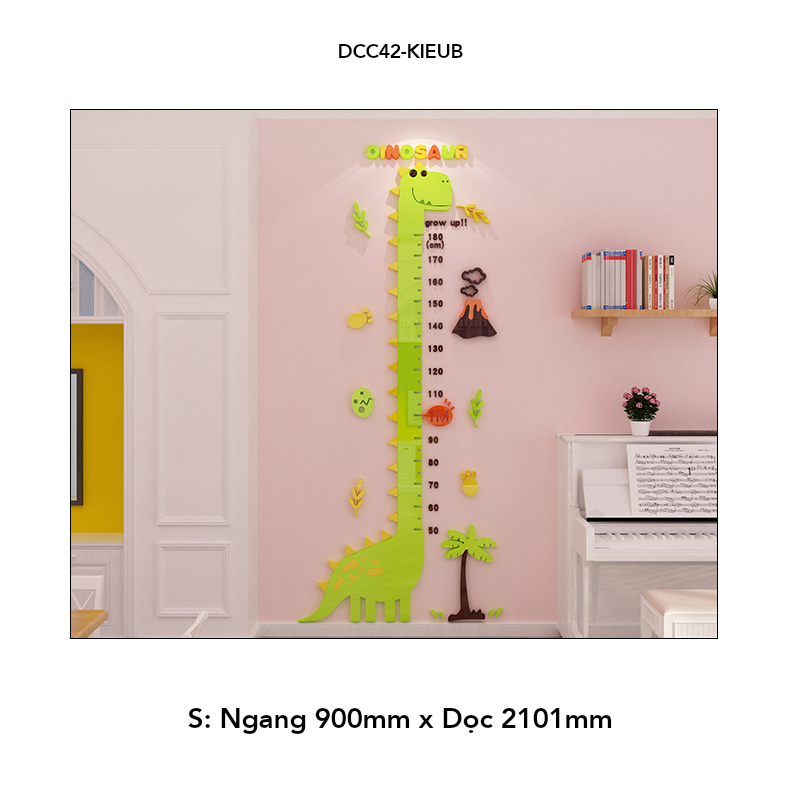 Tranh mica EPeBen dán tường nổi 3d Thước Đo Chiều Cao Hình Khủng Long decor trang trí Phòng ngủ cho bé, Lớp Học Mẫu Giáo