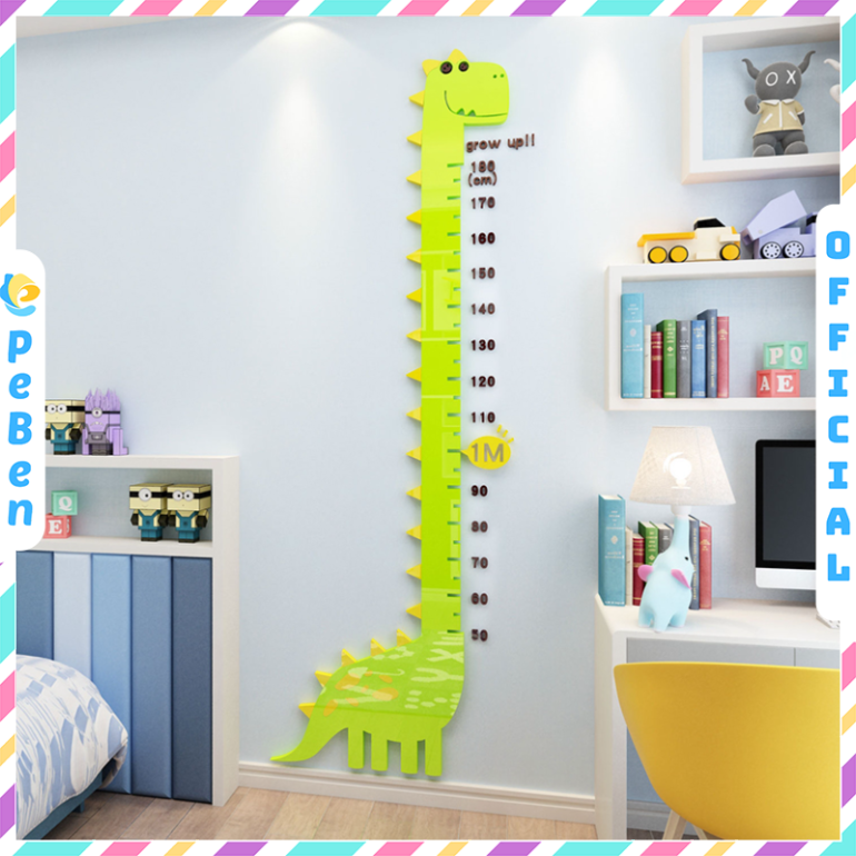 Tranh mica EPeBen dán tường nổi 3d Thước Đo Chiều Cao Hình Khủng Long decor trang trí Phòng ngủ cho bé, Lớp Học Mẫu Giáo