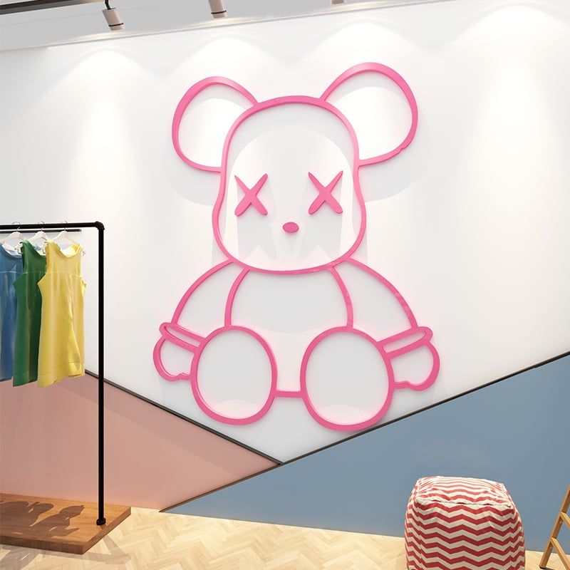 Tranh mica EPeBen dán tường nổi 3d hình gấu Kaws Bearbrick siêu ngầu, trang trí quán ăn, shop thời trang, spa làm đẹp