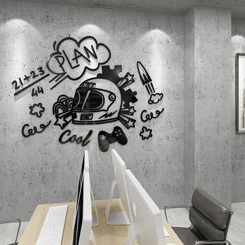 Tranh mica EPeBen dán tường nổi 3d hình Cool IDEA, Lucky Plan decor trang trí Cửa hàng, Văn Phòng, Phòng làm việc