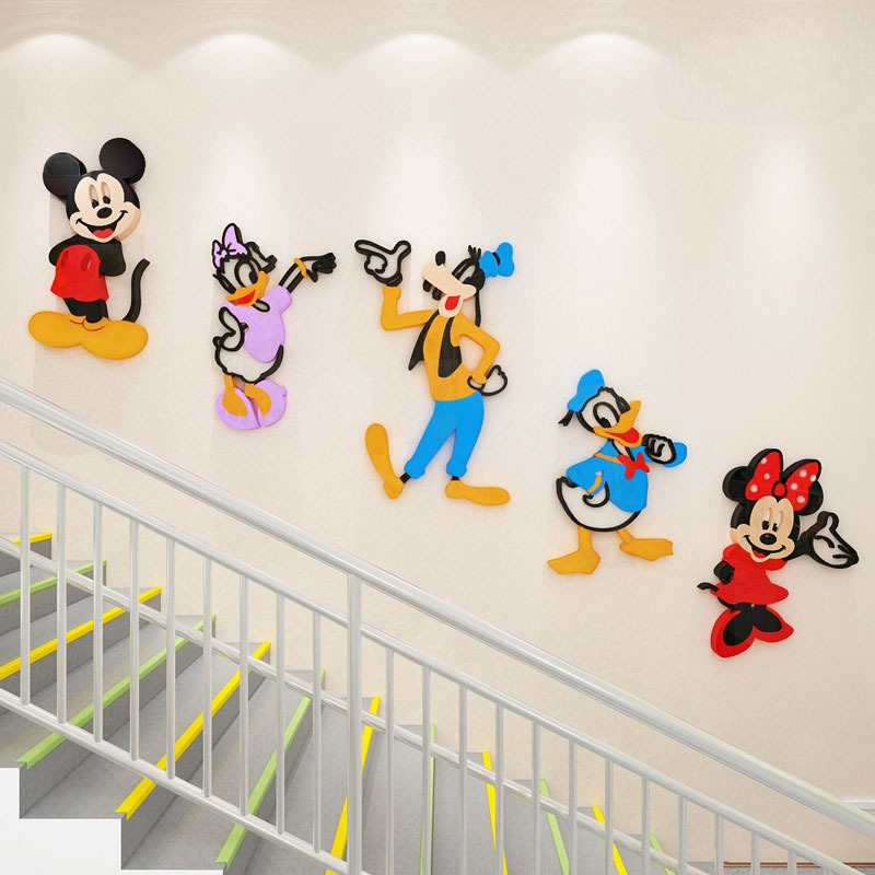 Tranh mica EPeBen dán tường nổi 3d hình Mickey và các bạn decor trang trí Phòng ngủ cho bé, Phòng khách, Lớp Mẫu giáo