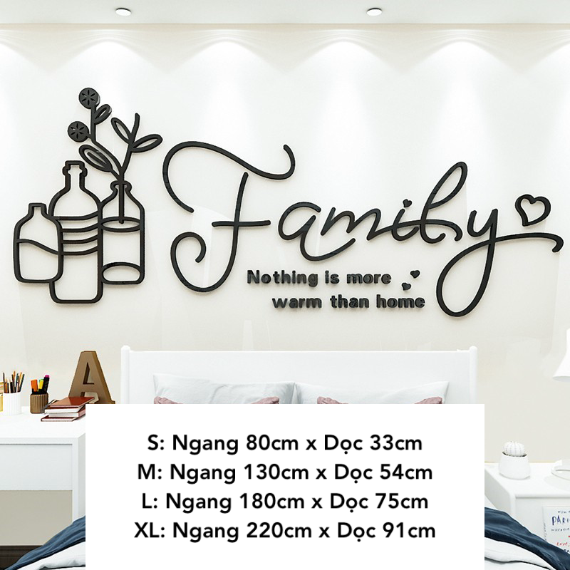Tranh mica EPeBen dán tường nổi 3d hình Family Home decor trang trí Phòng Khách, Phòng Bếp