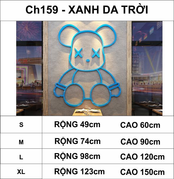 Tranh mica EPeBen dán tường nổi 3d hình gấu Kaws Bearbrick siêu ngầu, trang trí quán ăn, shop thời trang, spa làm đẹp