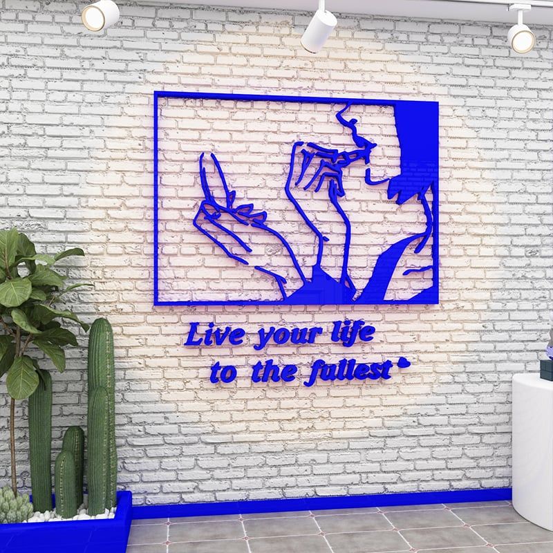 Tranh mica EPeBen dán tường nổi 3d hình cô gái makeup trang điểm trang trí tiệm nail, tiệm trang điểm, cửa hàng mỹ phẩm