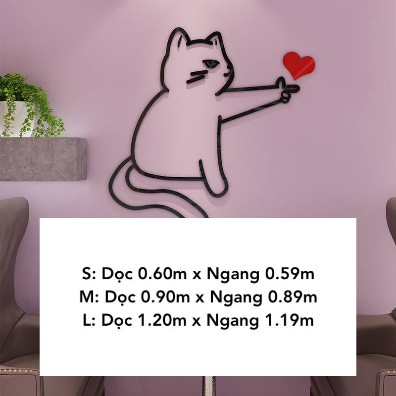 Tranh mica EPeBen dán tường nổi 3d hình Con Mèo Cào decor trang trí Phòng Ngủ, Dán Cửa
