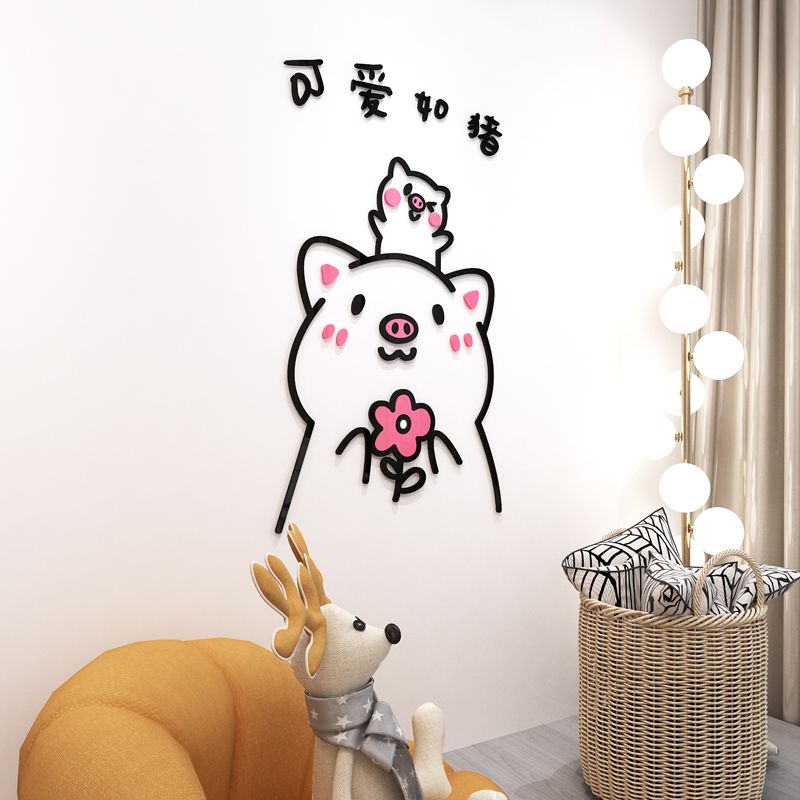 Tranh mica EPeBen dán tường nổi 3d hình Bé Heo Welcome trang trí cửa ra vào, cửa hàng, quán ăn, địa điểm kinh doanh -