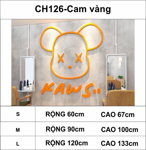 Tranh mica EPeBen dán tường nổi 3d hình mặt gấu Kaws Bearbrick ngầu, trang trí quán ăn, shop thời trang, spa làm đẹp