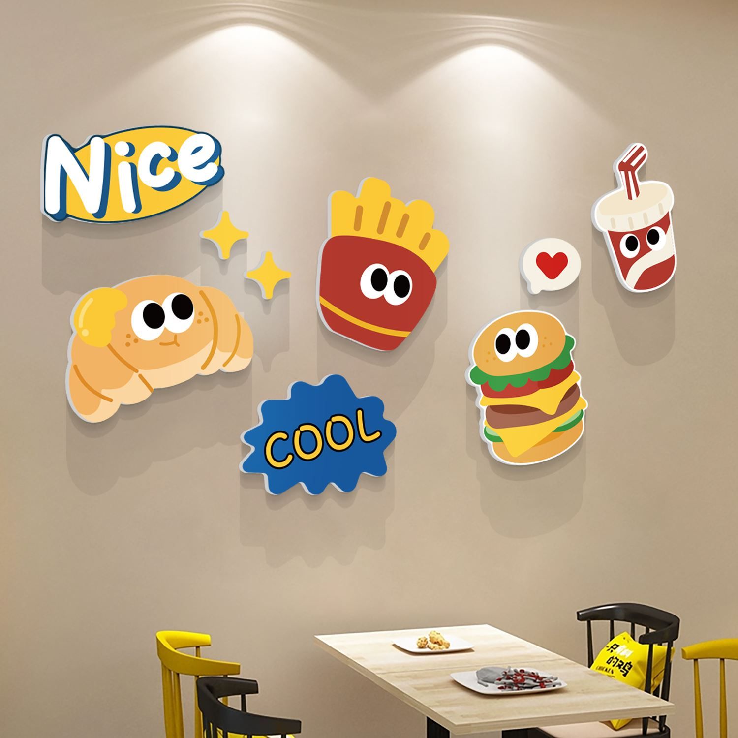Tranh Fomex EPeBen dán tường nổi 3d Thức Ăn Nhanh trang trí Phòng Ăn ,Cửa Hàng,Nhà Hàng