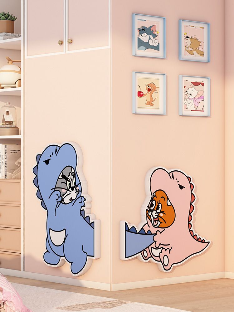 Tranh Fomex EPeBen dán tường nổi 3d hình mèo và chuột hoạt hình trang trí Phòng cho bé, Mẫu giáo