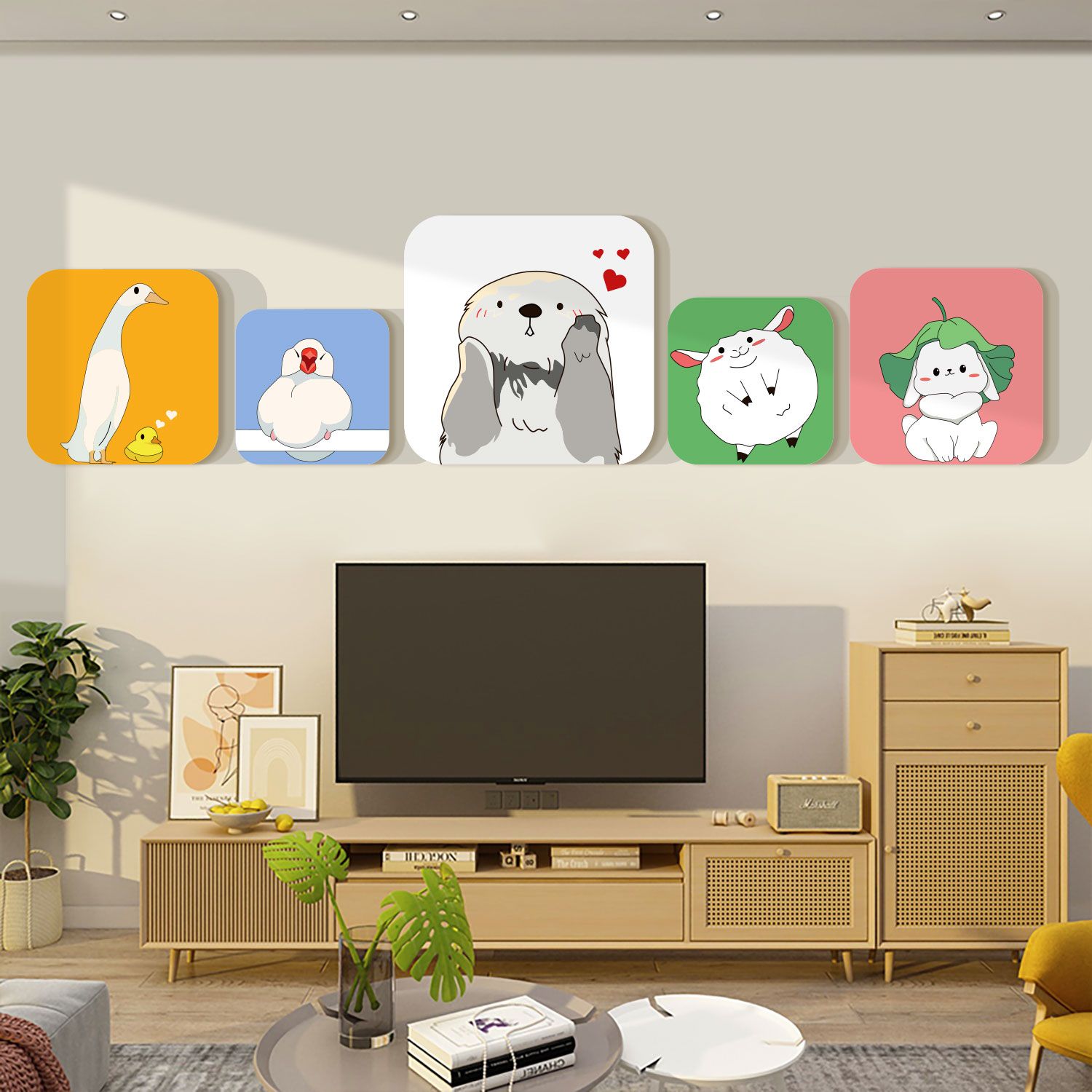 Tranh Fomex EPeBen dán tường nổi 3d Thỏ và những người bạn trang trí Phòng cho bé, Phòng ngủ, Mẫu giáo