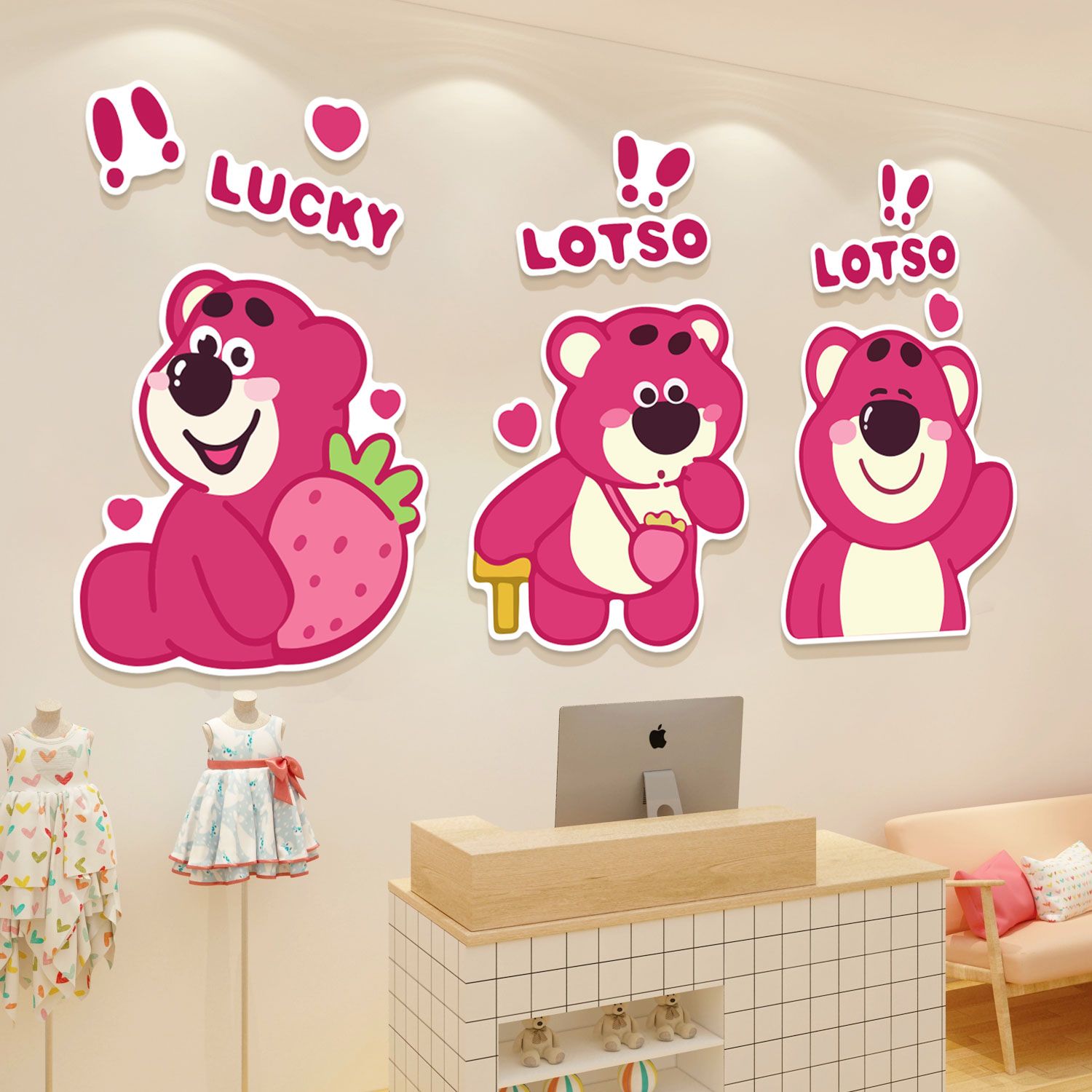 Tranh Fomex EPeBen dán tường nổi 3d Gấu LOTSO trang trí Phòng cho bé, Phòng ngủ, Mẫu giáo
