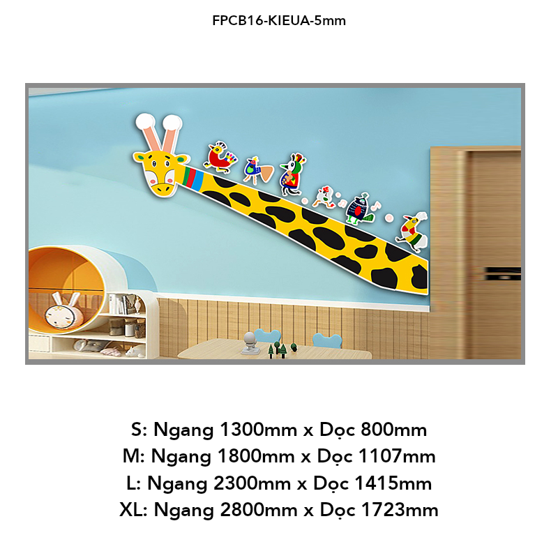 Tranh Fomex EPeBen dán tường nổi 3d Hình Hươu cao cổ và các bạn decor trang trí Phòng cho bé, Phòng khách, Mẫu giáo