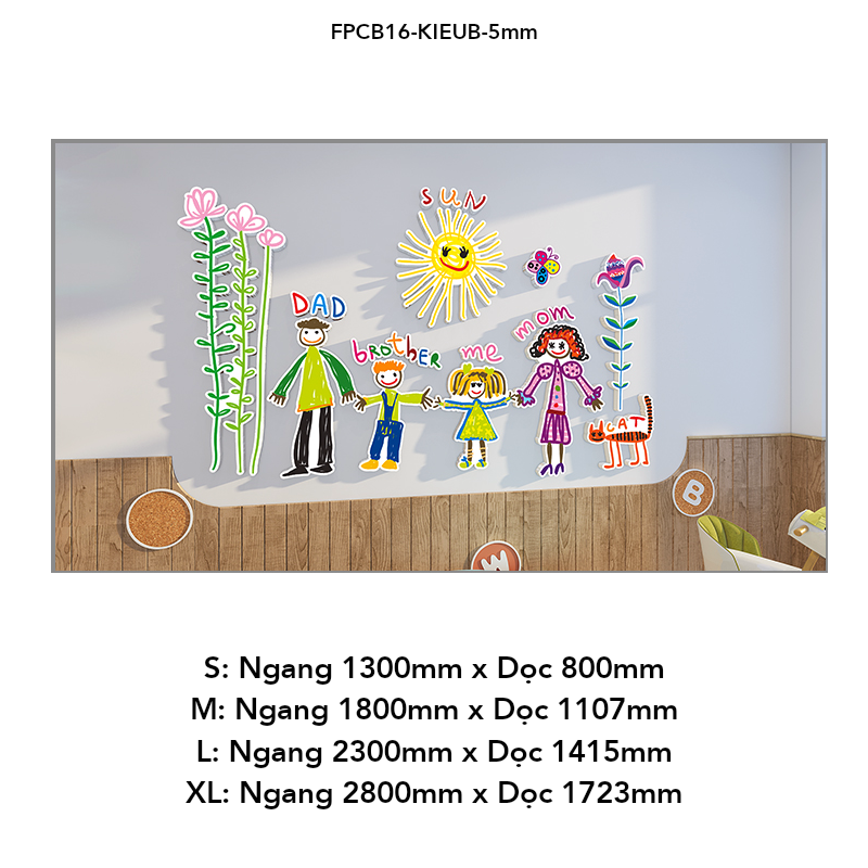 Tranh Fomex EPeBen dán tường nổi 3d Hình Hươu cao cổ và các bạn decor trang trí Phòng cho bé, Phòng khách, Mẫu giáo