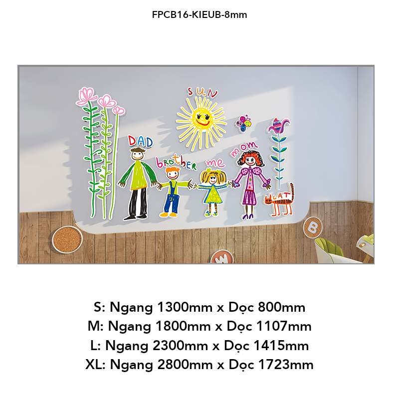 Tranh Fomex EPeBen dán tường nổi 3d Hình Hươu cao cổ và các bạn decor trang trí Phòng cho bé, Phòng khách, Mẫu giáo