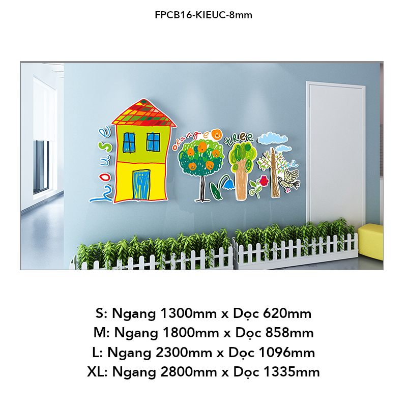 Tranh Fomex EPeBen dán tường nổi 3d Hình Hươu cao cổ và các bạn decor trang trí Phòng cho bé, Phòng khách, Mẫu giáo