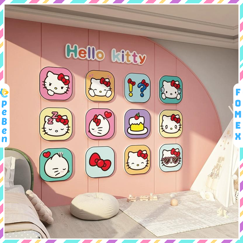 Tranh Fomex EPeBen dán tường nổi 3d Hình Hello Kitty Decor Trang Trí Phòng Trẻ Cho Bé, Mầm non, Mẫu Giáo