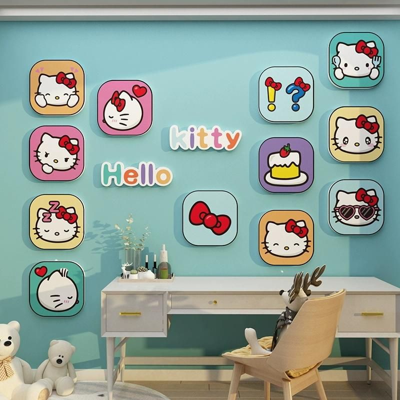 Tranh Fomex EPeBen dán tường nổi 3d Hình Hello Kitty Decor Trang Trí Phòng Trẻ Cho Bé, Mầm non, Mẫu Giáo