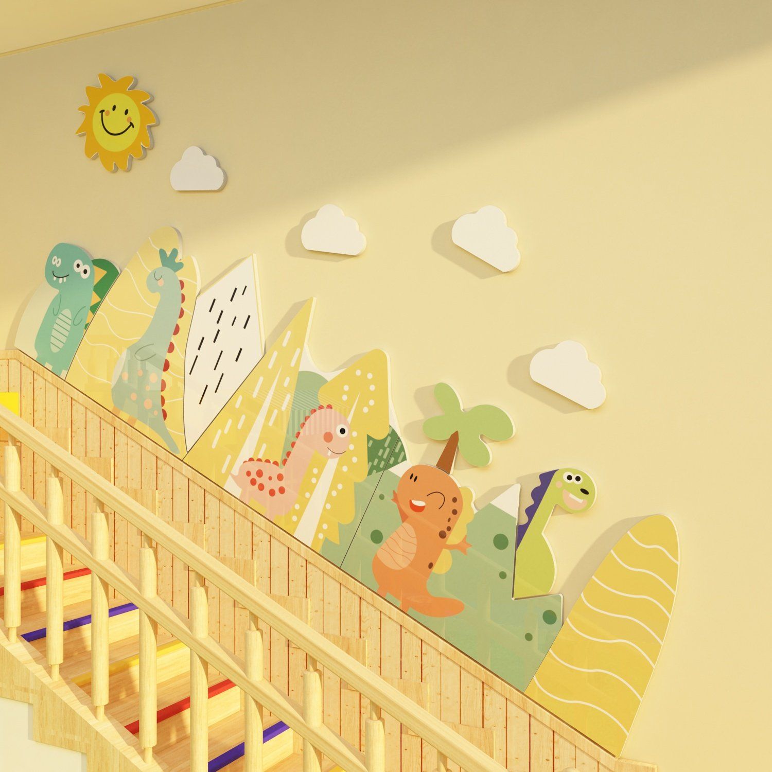 Tranh Fomex EPeBen dán tường nổi 3d Hình Khủng Long Decor Trang Trí Phòng Trẻ Cho Bé, Mầm non, Mẫu Giáo
