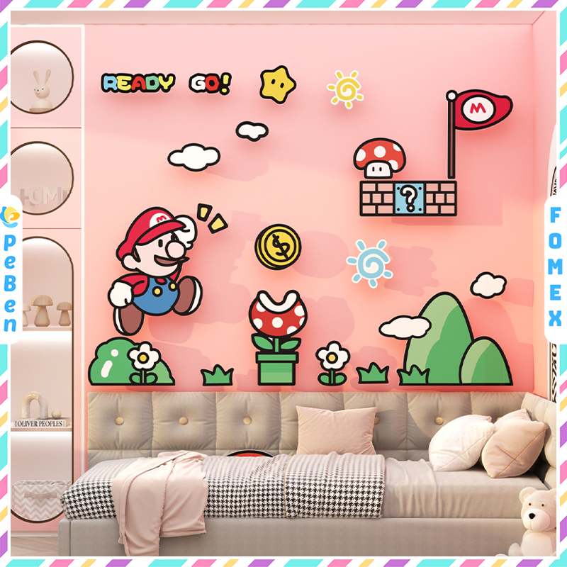 Tranh Fomex EPeBen dán tường nổi 3d Mario trang trí Phòng cho bé, Phòng ngủ, Mẫu giáo,Phòng Bé Trai