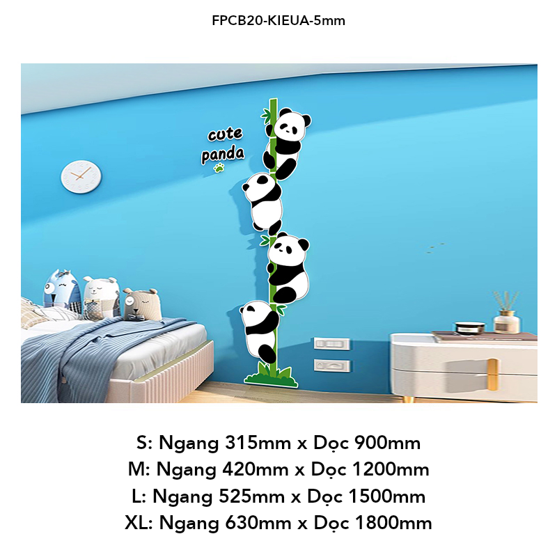 Tranh Fomex EPeBen dán tường nổi 3d Hình Gấu Trúc Đáng yêu decor trang trí Phòng cho ngủ bé, Phòng khách, Mẫu giáo