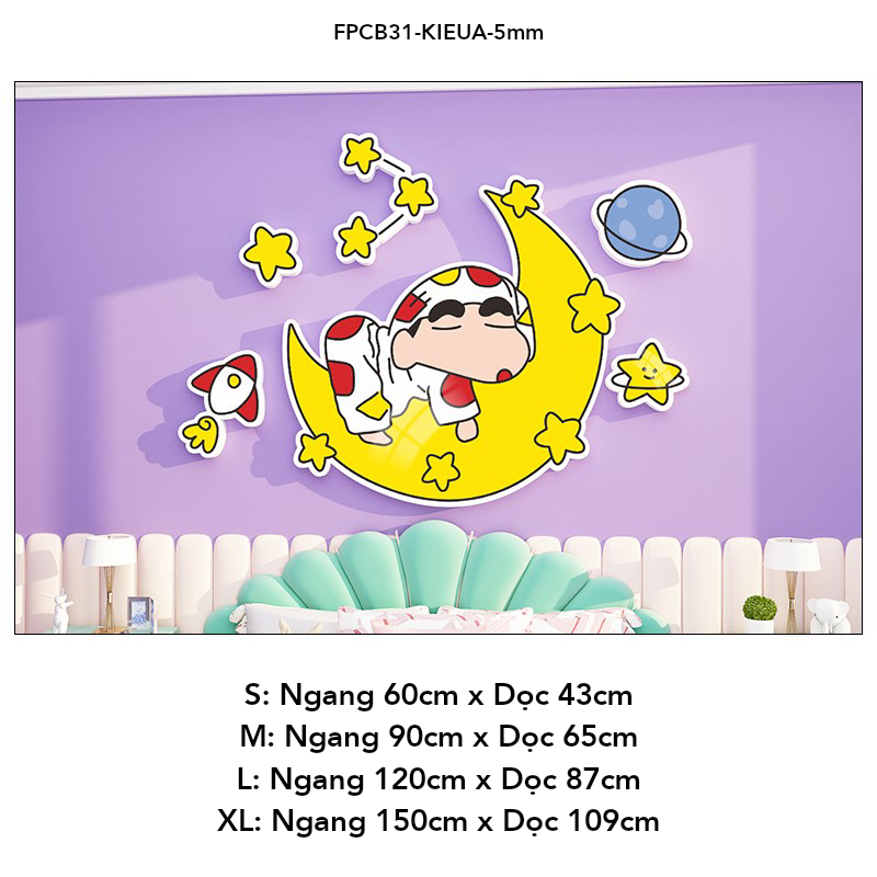 Tranh Fomex EPeBen dán tường nổi 3d Hình Shin và những người bạn decor trang trí Phòng cho bé, Phòng ngủ, Mẫu giáo