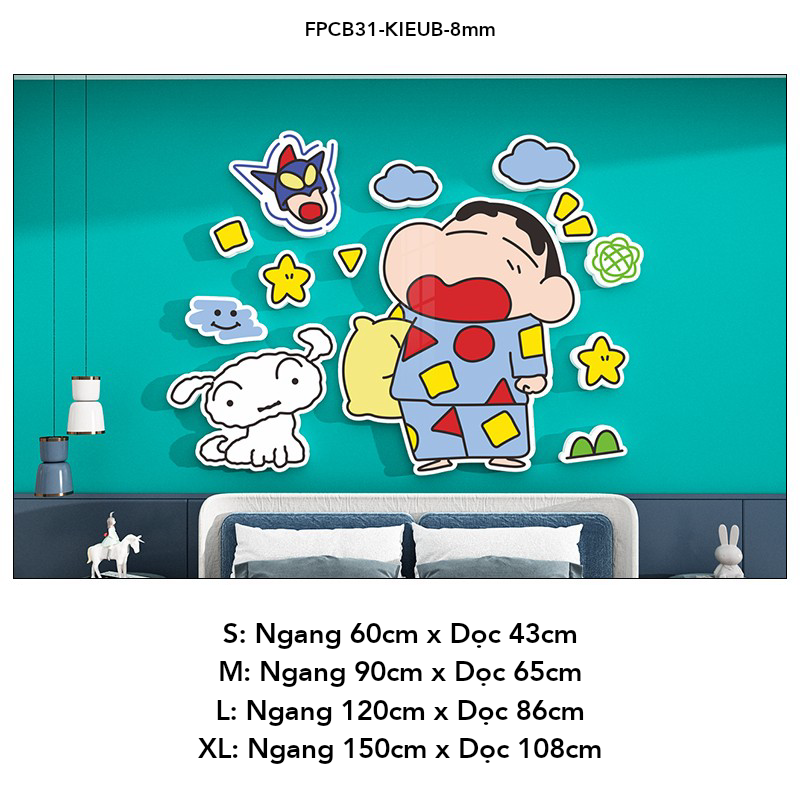 Tranh Fomex EPeBen dán tường nổi 3d Hình Shin và những người bạn decor trang trí Phòng cho bé, Phòng ngủ, Mẫu giáo