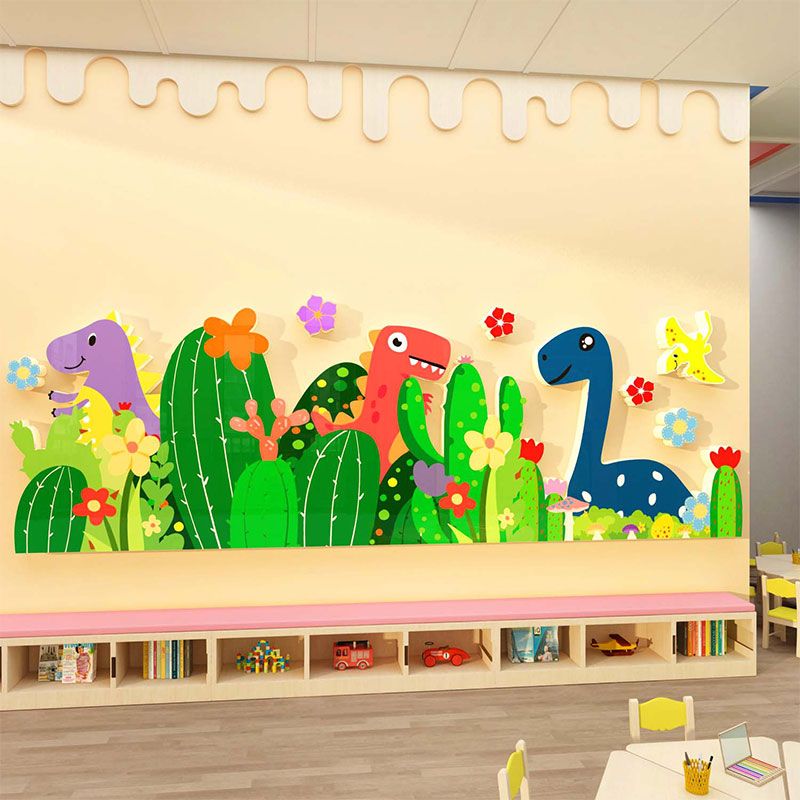 Tranh Fomex EPeBen dán tường nổi 3d Khủng long Xương rồng trang trí Phòng cho bé, Phòng ngủ, Mẫu giáo