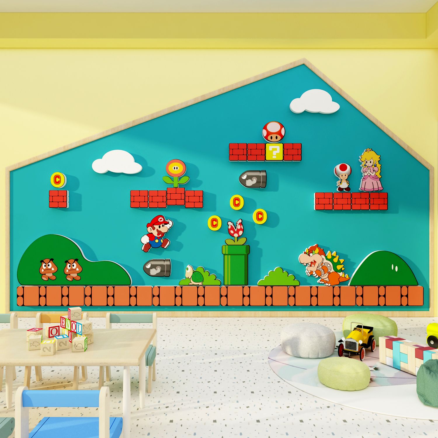 Tranh Fomex EPeBen dán tường nổi 3d Mario trang trí Phòng cho bé, Phòng ngủ, Mẫu giáo