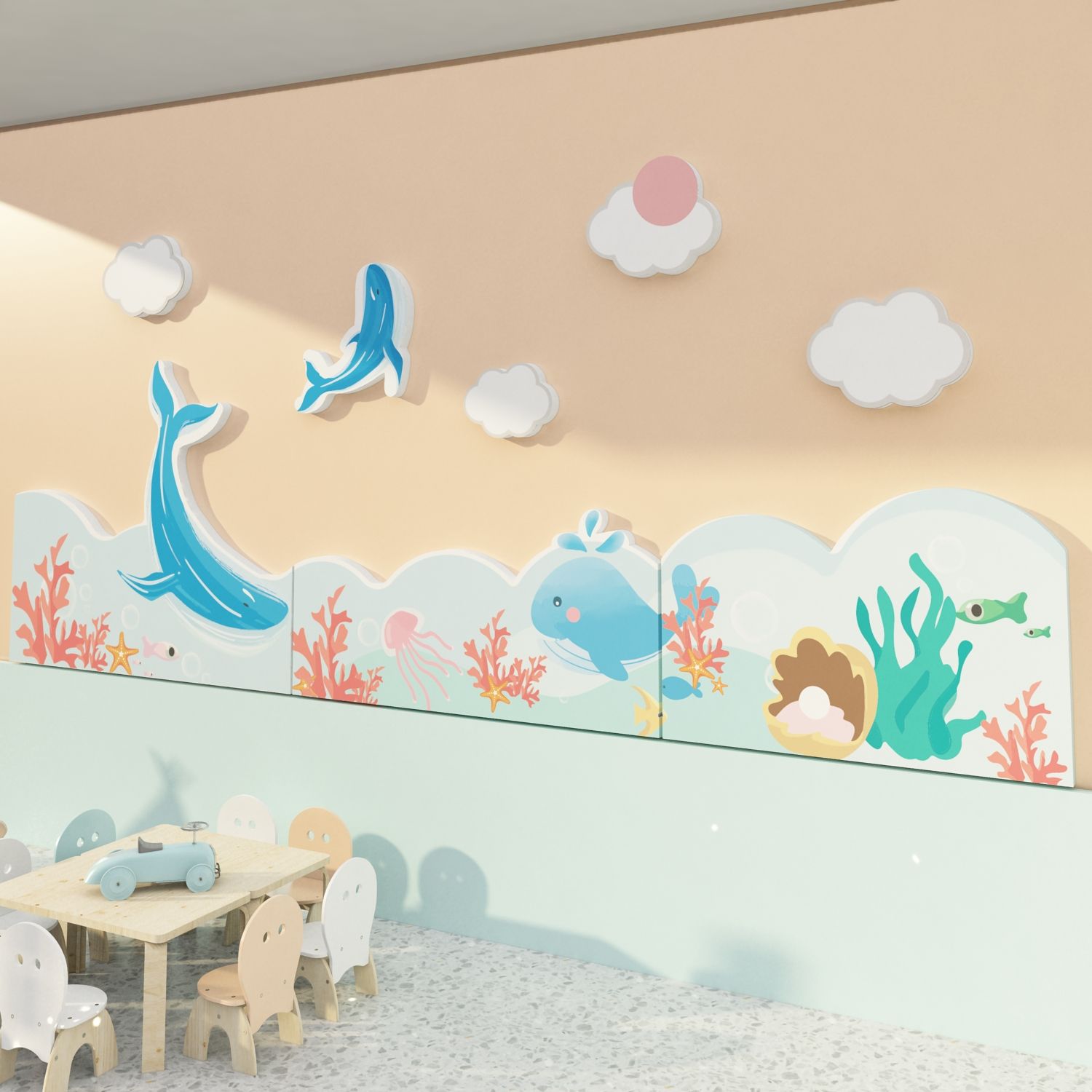 Tranh Fomex EPeBen dán tường nổi 3d Đại Dương trang trí Phòng cho bé, Phòng ngủ, Mẫu giáo