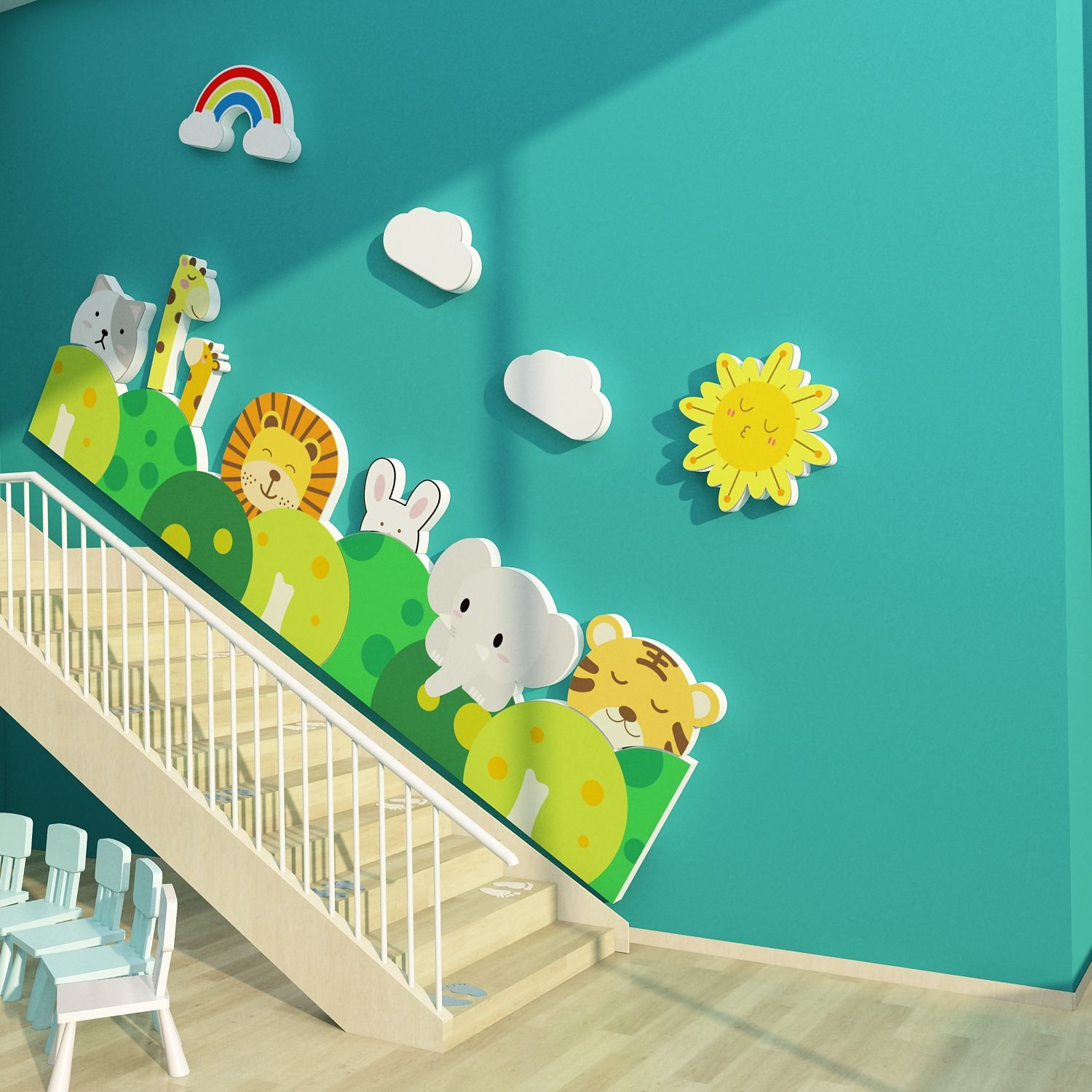Tranh Fomex EPeBen dán tường nổi 3d Ngôi nhà trong rừng trang trí Phòng cho bé, Phòng ngủ, Mẫu giáo