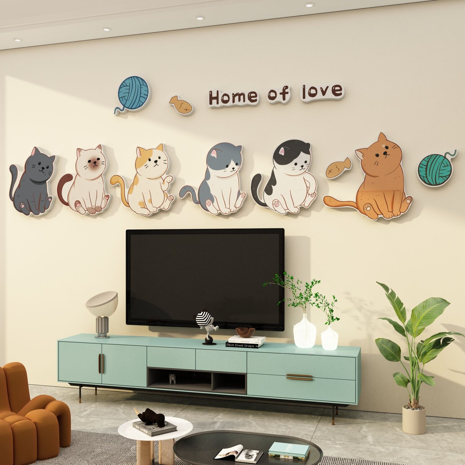 Tranh Fomex EPeBen dán tường nổi 3d Mèo Đáng Yêu Trang Trí Phòng Trẻ Cho Bé, Phòng Khách