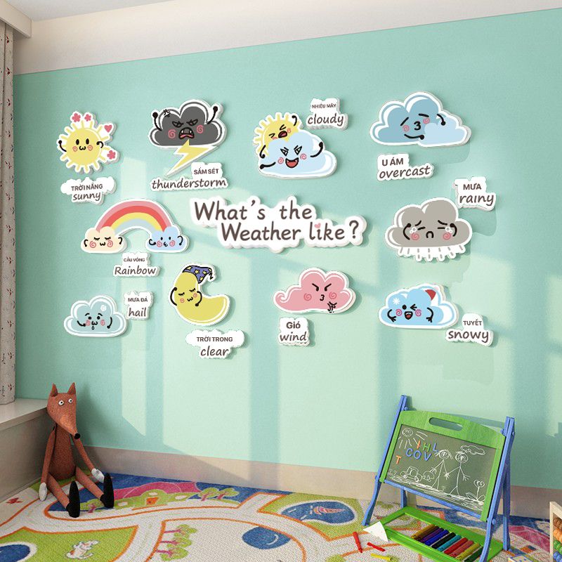 Tranh Fomex EPeBen Hình trang trí lớp học tiếng Anh mẫu giáo, thư viện, lớp học thêm, cơ sở đào tạo, hình nền dán tường
