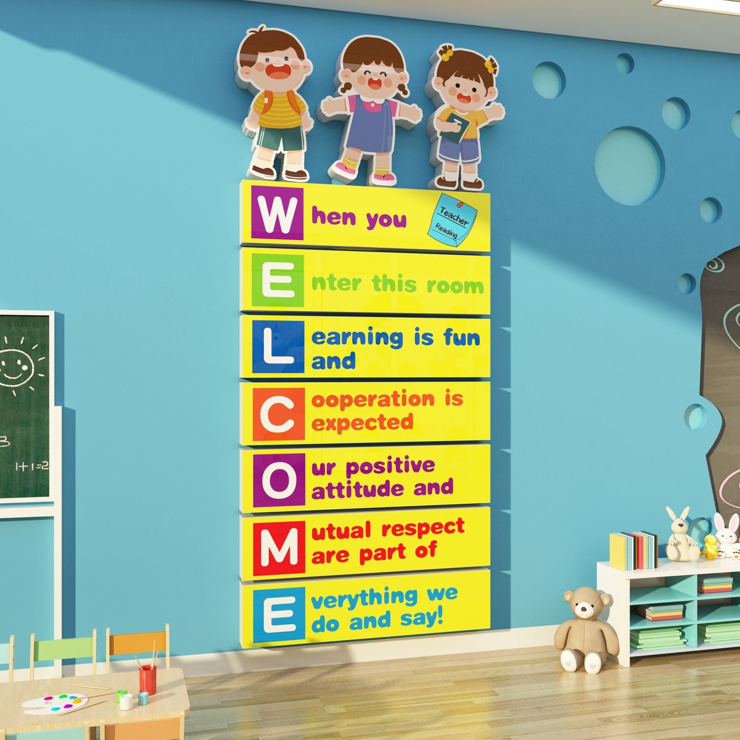 Tranh Fomex EPeBen Hình trang trí lớp học tiếng Anh mẫu giáo, thư viện, lớp học thêm, cơ sở đào tạo, hình nền dán tường