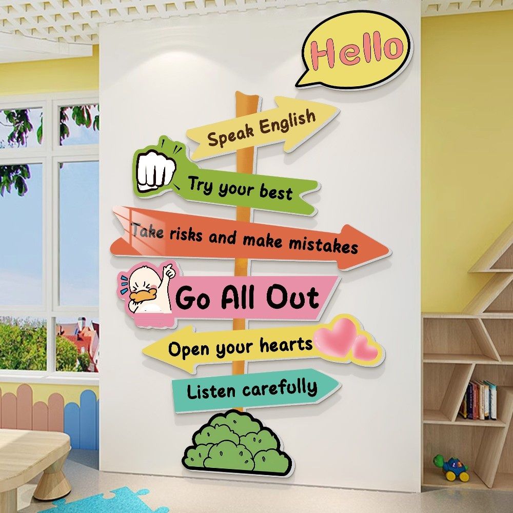 Tranh Fomex EPeBen Hình trang trí lớp học tiếng Anh mẫu giáo, thư viện, lớp học thêm, cơ sở đào tạo, hình nền dán tường