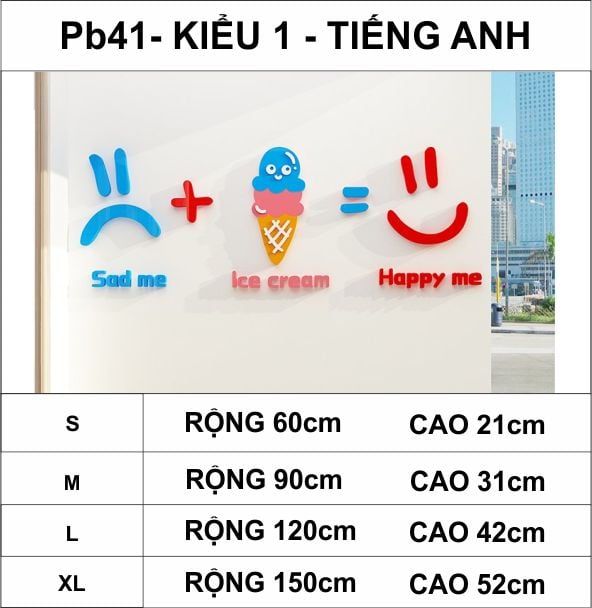 Tranh mica EPeBen dán tường nổi 3d hình mặt cười, cây kem trang trí cửa hàng kem, ice cream, quán trà sữa, trà chanh