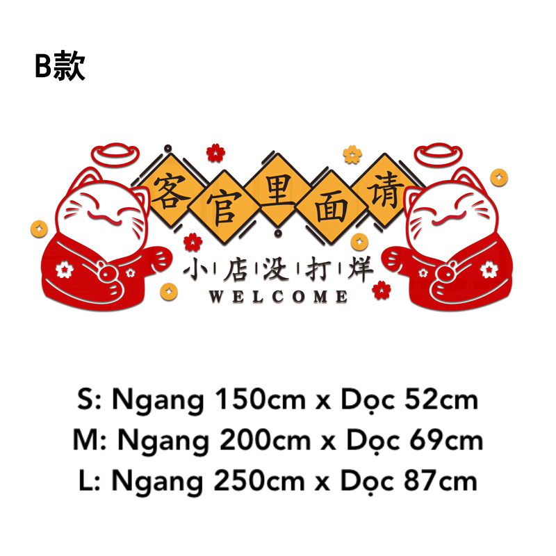 Tranh mica EPeBen dán tường nổi 3d hình Mèo Thần Tài May Mắn decor trang trí Cửa Hàng, Quán Nước