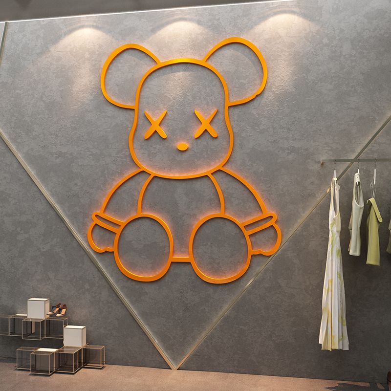 Tranh mica EPeBen dán tường nổi 3d hình gấu Kaws Bearbrick siêu ngầu, trang trí quán ăn, shop thời trang, spa làm đẹp