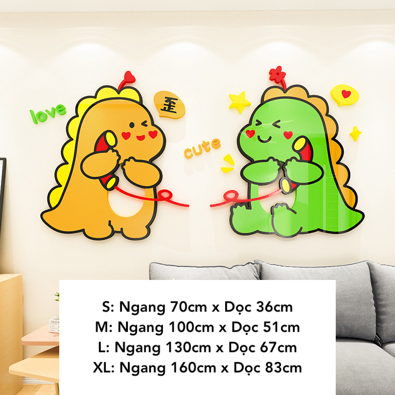 Tranh mica EPeBen dán tường nổi 3d hình Khủng Long Vịt Dễ Thương Bắn Tim biu, trang trí Mẫu Giáo, cửa hàng, Phòng cho bé