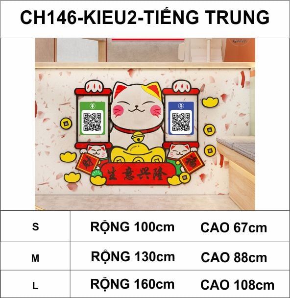 Tranh mica EPeBen dán tường nổi 3d hình mèo thần tài may mắn decor trang trí quầy thu ngân, cửa hàng, nhà hàng