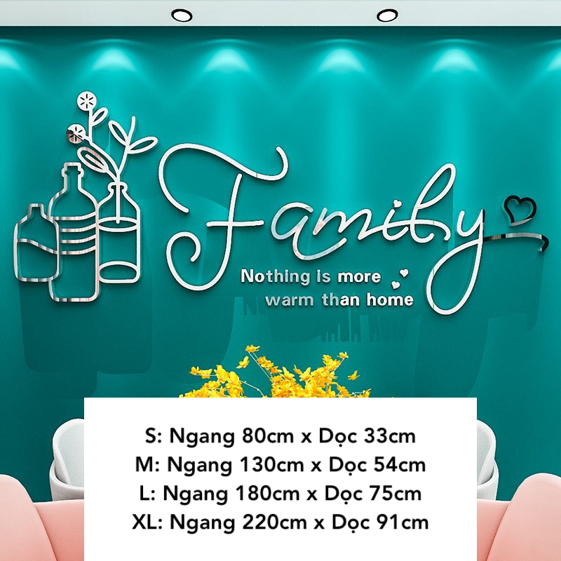 Tranh mica EPeBen dán tường nổi 3d hình Family Home decor trang trí Phòng Khách, Phòng Bếp