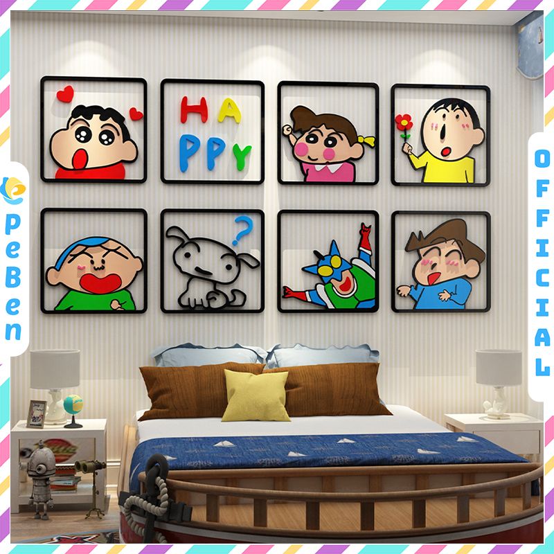 Tranh mica EPeBen dán tường nổi 3d hình Shin Cậu Bé Bút Chì decor trang trí Phòng Cho Bé, Nhà Trẻ