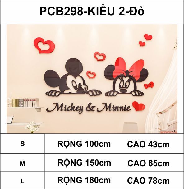 Tranh mica EPeBen dán tường nổi 3d hình mickey và minnie dễ thương decor trang trí phòng ngủ vợ chồng, phòng cho bé