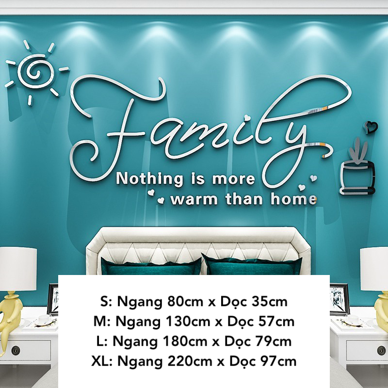 Tranh mica EPeBen dán tường nổi 3d hình Family Home decor trang trí Phòng Khách, Phòng Bếp