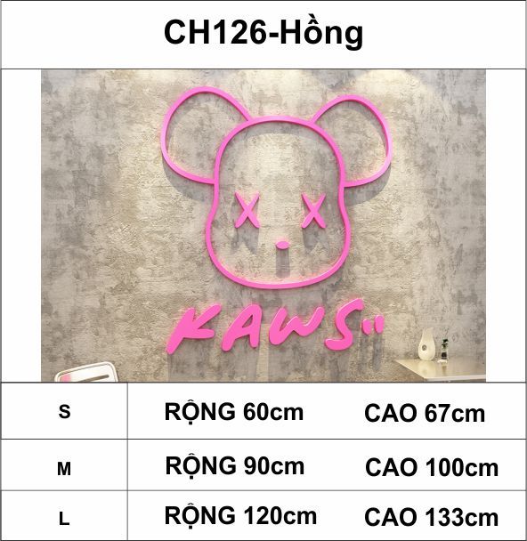 Tranh mica EPeBen dán tường nổi 3d hình mặt gấu Kaws Bearbrick ngầu, trang trí quán ăn, shop thời trang, spa làm đẹp